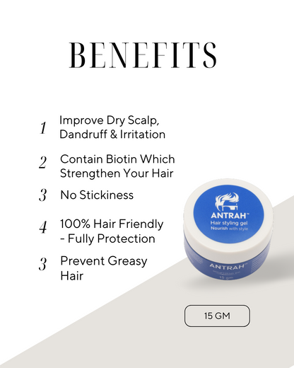 Antrah Hair Nourishing Gel With Fusion Of Serum - Travelling Pack Of 2 | All Hair Types | (30g)