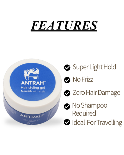 Antrah Hair Nourishing Gel With Fusion Of Serum - Travelling Pack Of 2 | All Hair Types | (30g)